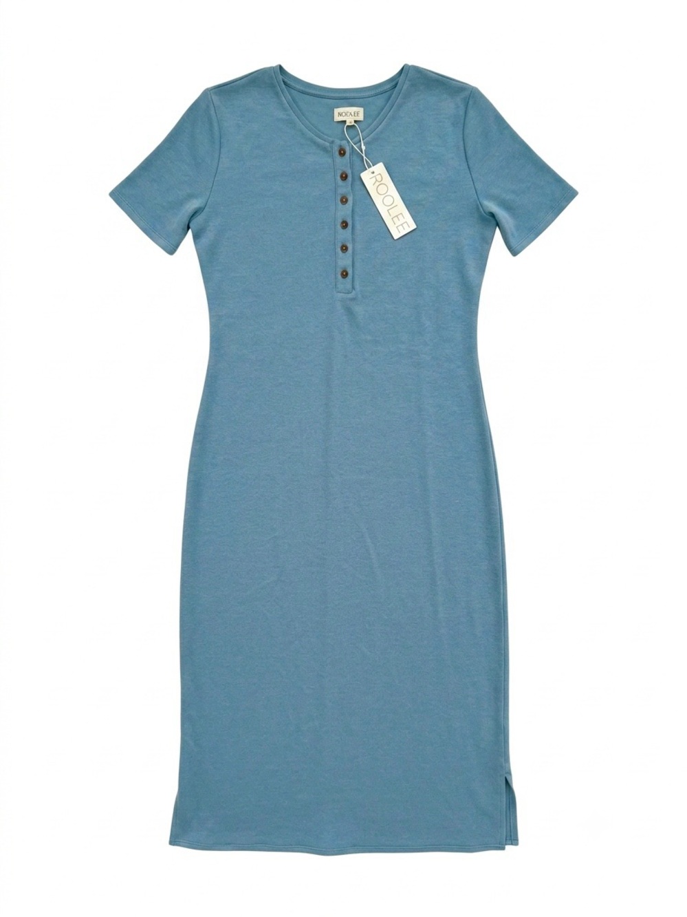 NWT Roolee The Saylem Button Maxi Dress in Light Steel Blue M